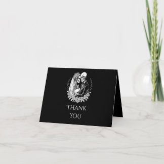Bis zum Tod Gothic-Skelett-Paar Schwarze Hochzeit Dankeskarte