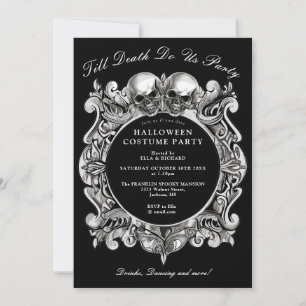 Bis zum Tod Gothic Skulls Erwachsene Halloween-Par Einladung