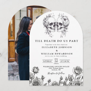 Bis zum Tod Gothic Skulls Foto Wedding Arch Einladung