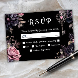 Bis zum Tod | Gothic Wedding Black RSVP Card Karte