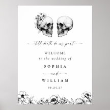 Bis zum Tod gothisches florales Totenkopf-Schild f