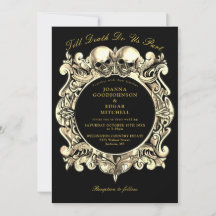 Bis zum Tod gotische Schwarz-Gold-Hochzeit