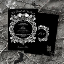 Bis zum Tod gotische Skulls Monogramm Hochzeit