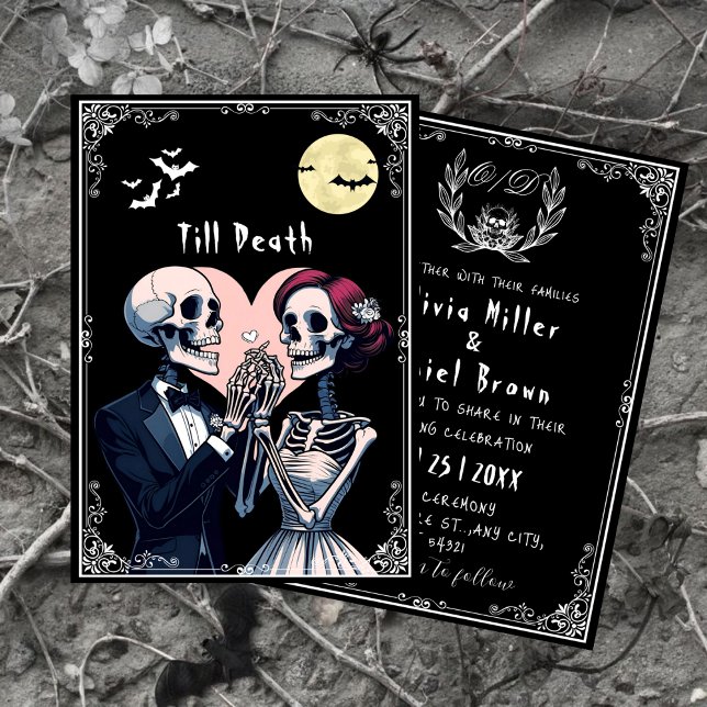 Bis zum Tod" Halloween-Gothic-Skelettverheiratung Einladung (Von Creator hochgeladen)