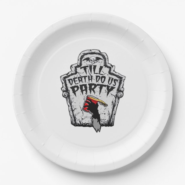 Bis zum Tod machen wir Party Classic zu Halloween Pappteller (Vorderseite)