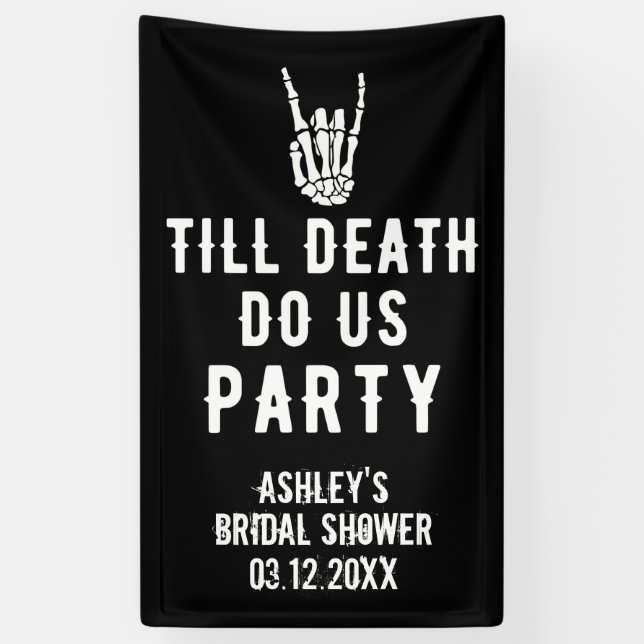 Bis zum Tod machen wir Party Skelett Custom Black Banner (Vertikal)