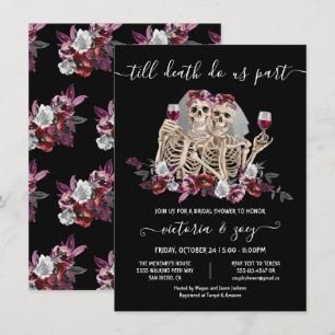 Bis zum Tod machen wir Teil Goth Skeleton Brides H Einladung
