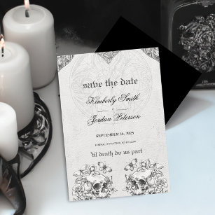 Bis zum Tod machen wir Teil gotische Hochzeit schw Einladung