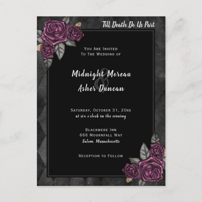 Bis zum Tod machen wir Teil gotische Rose Black We Postkarte (Vorderseite)