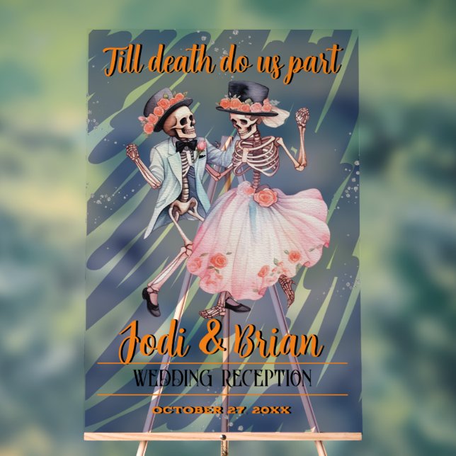 Bis zum Tod machen wir Teil Halloween Hochzeit Acrylschild (Neutral)