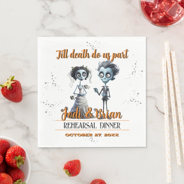 Bis zum Tod machen wir Teil Halloween Hochzeit Serviette (Beispiel)