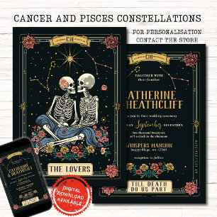 Bis zum Tod machen wir Teil Krebs und Pisces Tarot Einladung