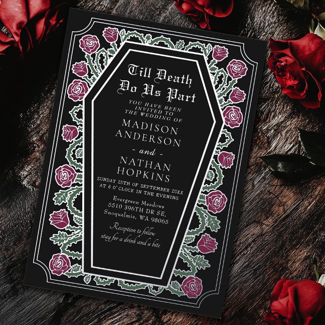 Bis zum Tod machen wir Teil Rose Black Gothic Hoch Folieneinladung (Von Creator hochgeladen)