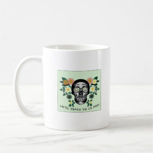 Bis zum Tod machen wir Teil, Schädel mit Blume kla Kaffeetasse