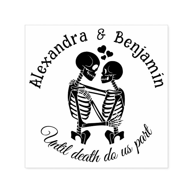 Bis zum Tod machen wir Teil Skeleton Couple Embrac Permastempel (Design)