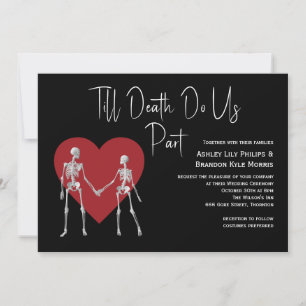 Bis zum Tod machen wir Teil Skelett Black Wedding Einladung
