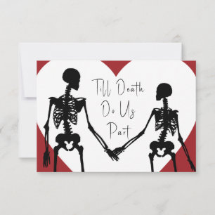 Bis zum Tod machen wir Teil Skelett Hochzeit Red U RSVP Karte