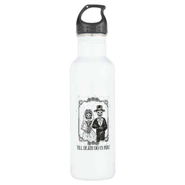 Bis zum Tod machen wir Teil Skelett Hochzeitscoupe Edelstahlflasche (Vorderseite)