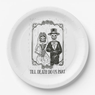 Bis zum Tod machen wir Teil Skelett Hochzeitscoupe Pappteller