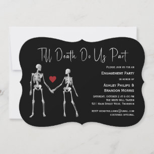 Bis zum Tod machen wir Teil Skelett Schwarze Verlo Einladung