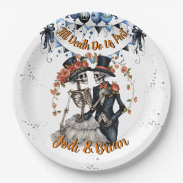 Bis zum Tod machen wir Teil Skelettketten Hallowee Pappteller