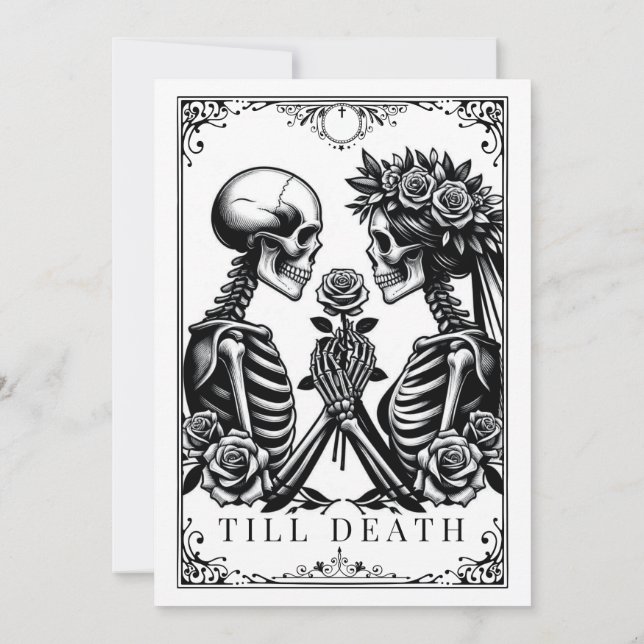 Bis zum Tod machen wir Teil Tarot Hochzeit Einladu Einladung (Rückseite)