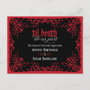 Bis zum Tod rote gothic Hochzeit Save the Date Postkarte