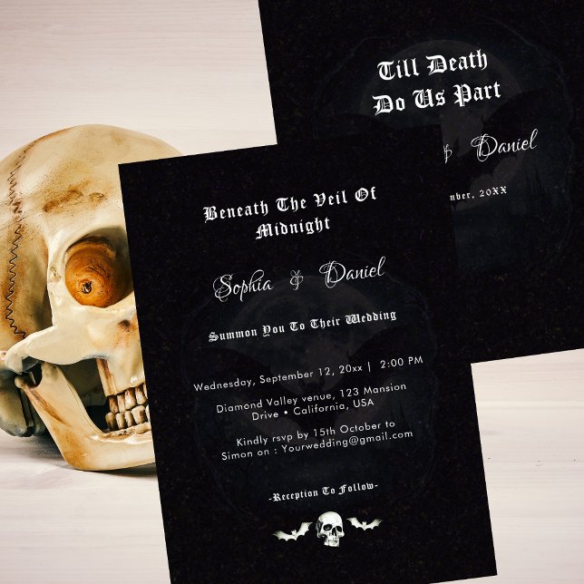 Bis zum Tod Schädelbats Spires Gotische Hochzeit Einladung (Von Creator hochgeladen)