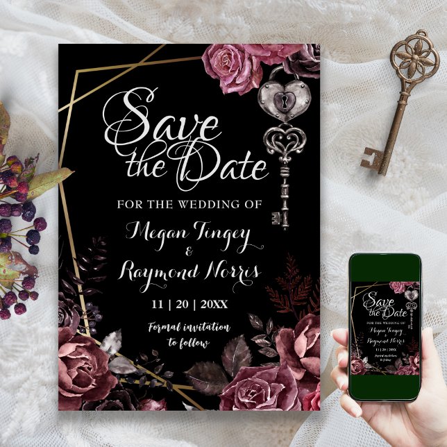 Bis zum Tod | Schwarz-Gotisches Elegant Save the D Date (Von Creator hochgeladen)