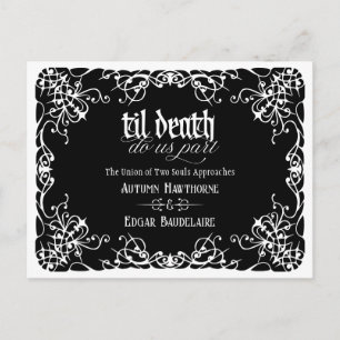 Bis zum Tod schwarze weiße gotische Hochzeit Termi Postkarte