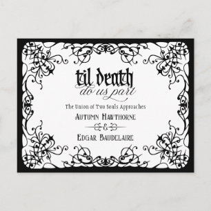 Bis zum Tod schwarze weiße gotische Hochzeit Termi Postkarte