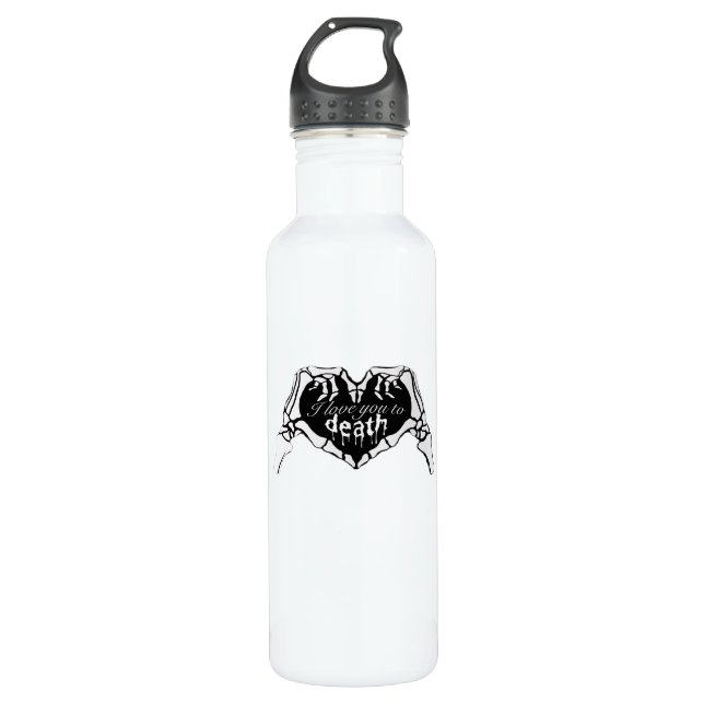 bis zum Tod: Skeletthand Herz Edelstahlflasche (Vorderseite)