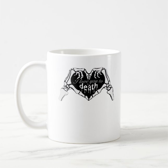 bis zum Tod: Skeletthand Herz Kaffeetasse (Links)