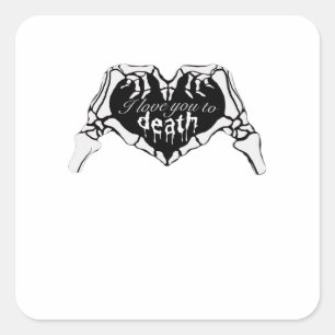 bis zum Tod: Skeletthand Herz Quadratischer Aufkleber