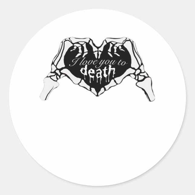 bis zum Tod: Skeletthand Herz Runder Aufkleber (Vorderseite)