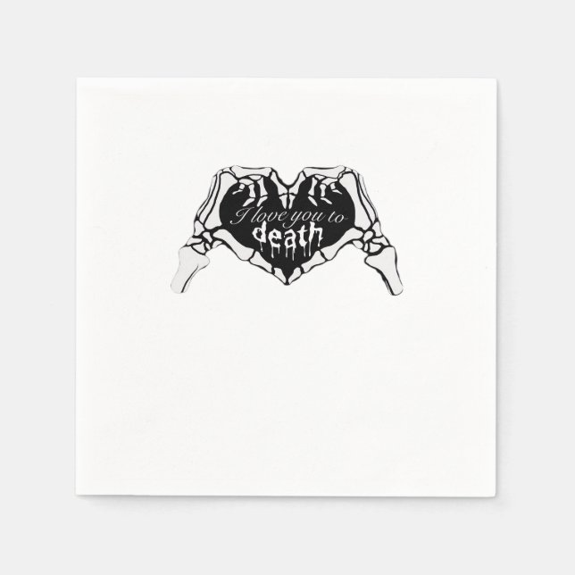 bis zum Tod: Skeletthand Herz Serviette (Vorderseite)