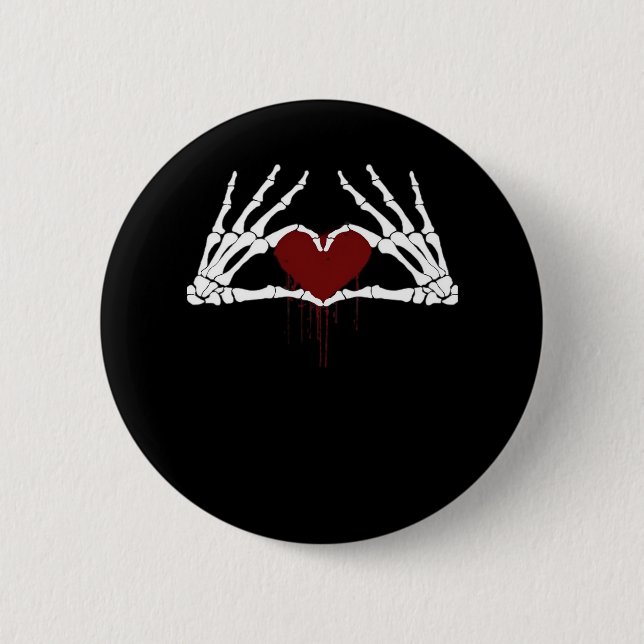 bis zum Tod - Skeletton Herz Hände Button (Vorderseite)