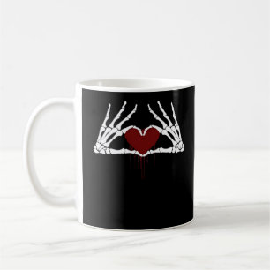 bis zum Tod - Skeletton Herz Hände Kaffeetasse