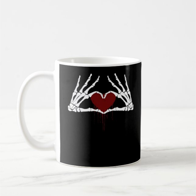 bis zum Tod - Skeletton Herz Hände Kaffeetasse (Links)