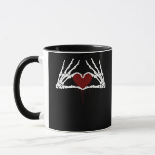 bis zum Tod - Skeletton Herz Hände Tasse