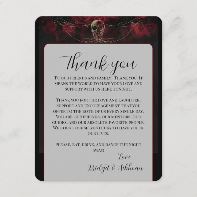 Bis zum Tod Skull Gothic Danke Empfang Card Begleitkarte (Vorderseite)