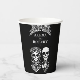 Bis zum Tod teilen wir Rose Skelett Hochzeit Pappbecher