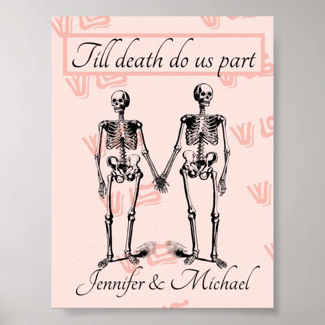 Bis zum Tod teilen wir Skeleton Couple Name Liebe Poster (Vorne)
