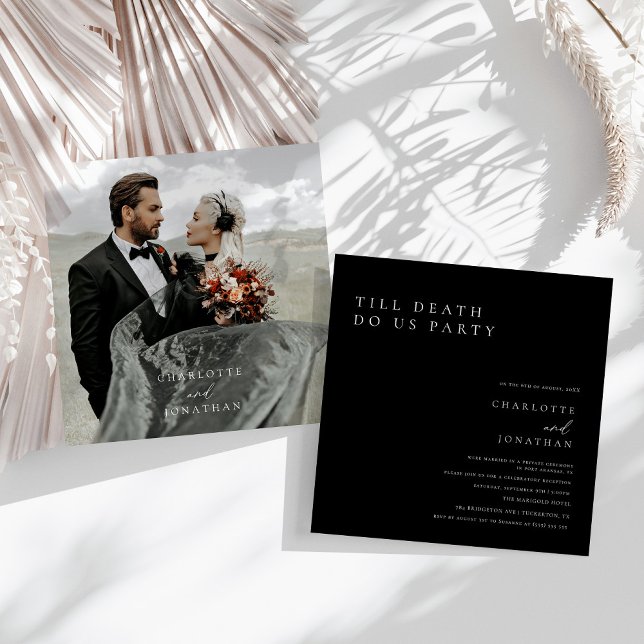 Bis zum Tod tun uns Party Black Elopement Hochzeit Einladung (Von Creator hochgeladen)
