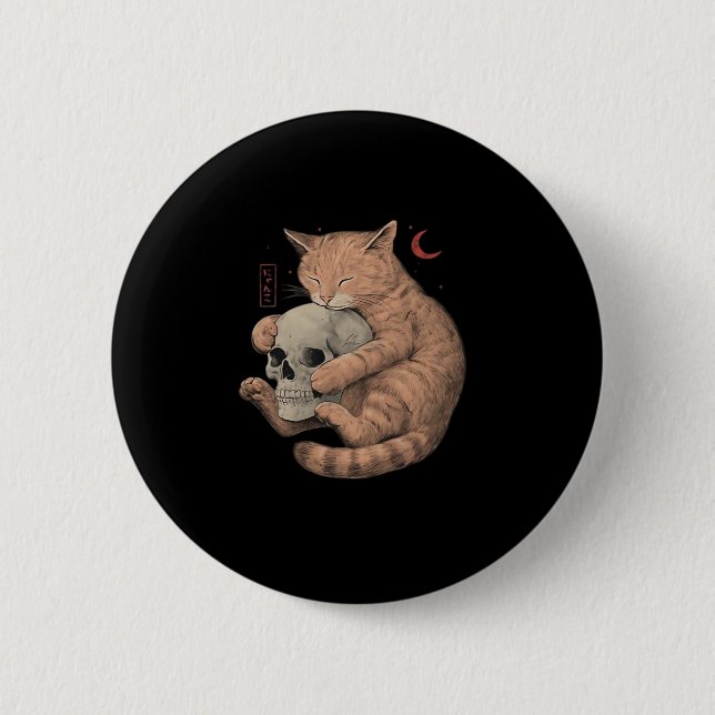 Bis zum Tod tun uns Party Cat Skull Classic Button (Vorderseite)