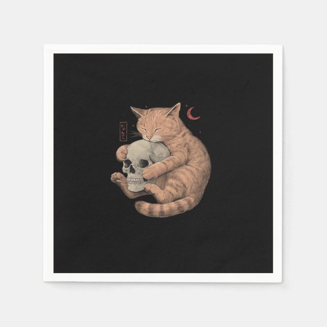Bis zum Tod tun uns Party Cat Skull Classic Serviette (Vorderseite)