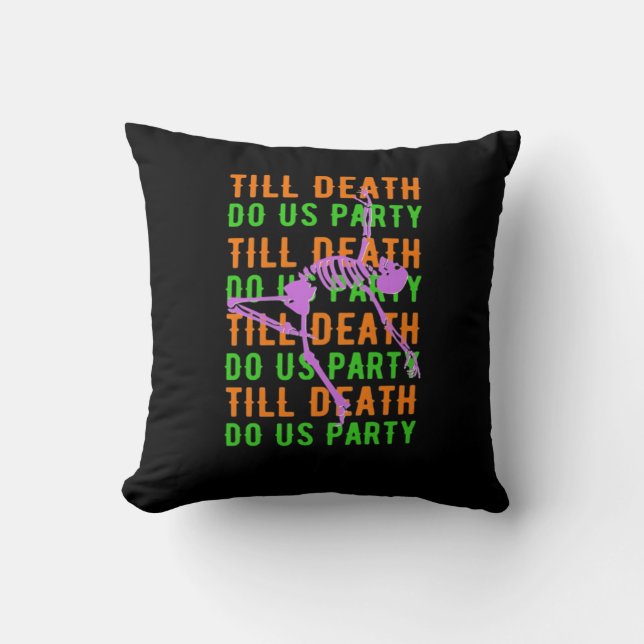Bis zum Tod tun uns Party Funny Halloween Verlobun Kissen (Vorderseite)