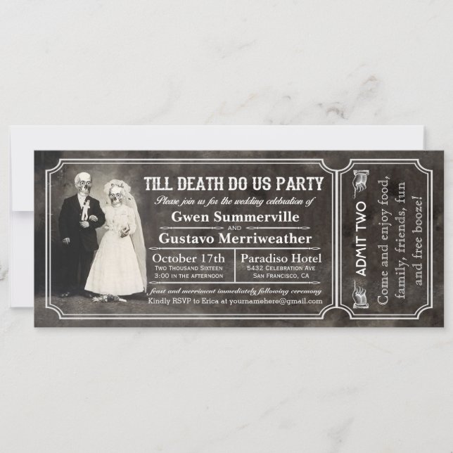 Bis zum Tod tun uns Party Hochzeitsticket Einladun Einladung (Vorderseite)