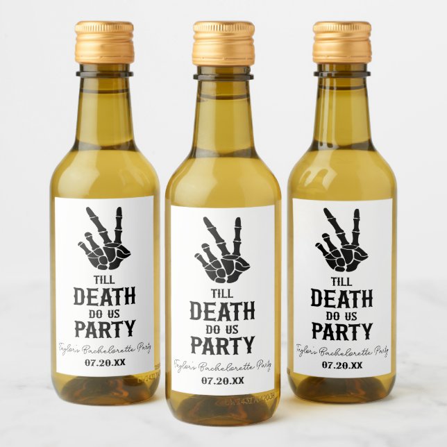 Bis zum Tod tun uns Party Skelett Junggeselinnen-A Weinetikett (Flaschen)