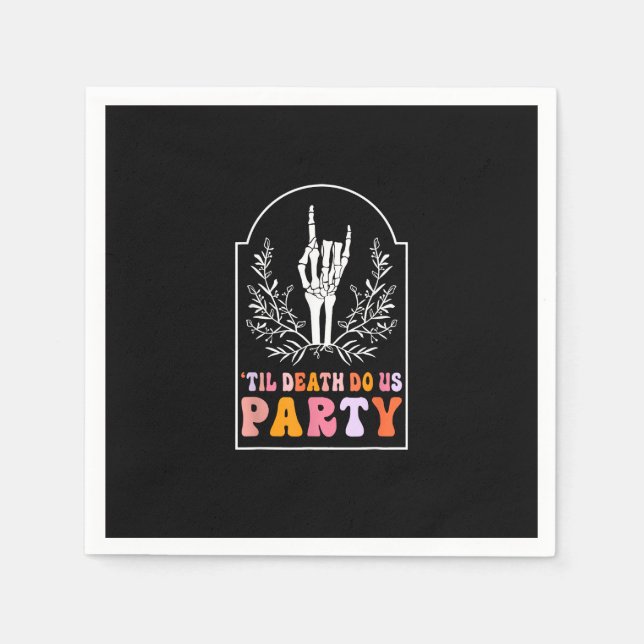 Bis zum Tod tun uns Party Skelett Retro Groovy Bac Serviette (Vorderseite)